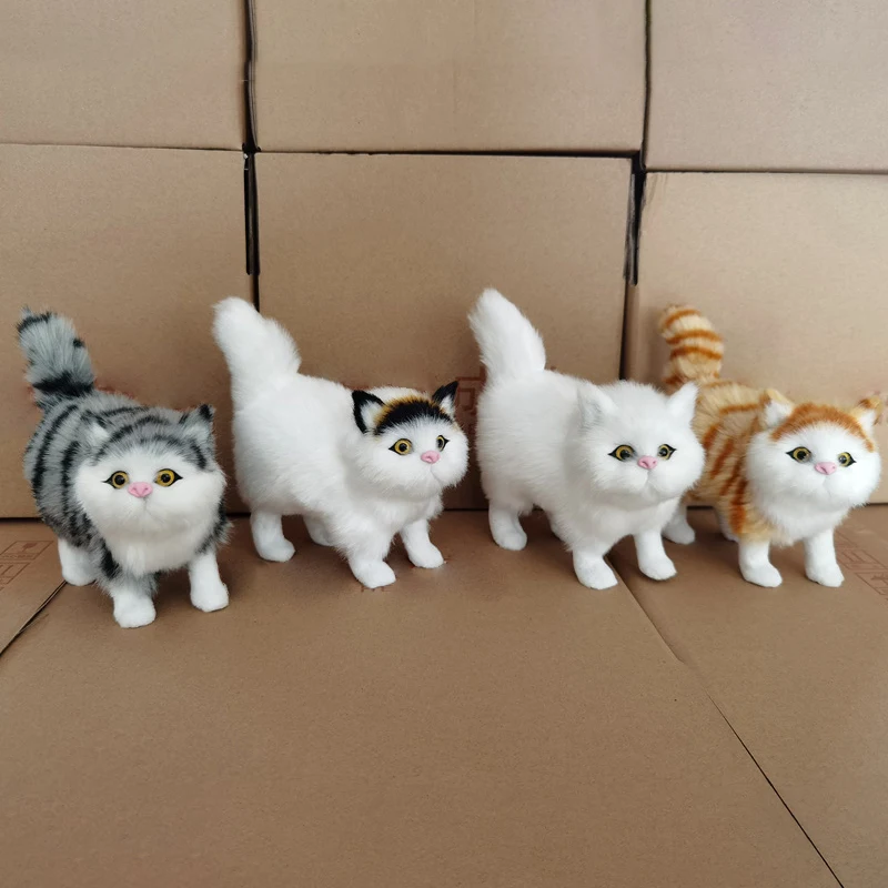 Cute Simulation Cat Plush Toys Soft Stuffed Kitten Model Artificial Wool Fake Cat Realist Animals For Kids Birthday Gift Toy New