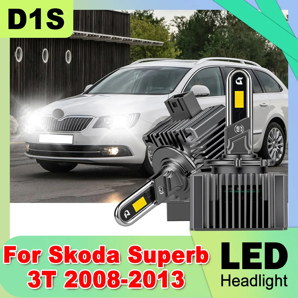 

2PCS D1S LED Xenon Headlight With Fan 1:1 Design 6000K White High Power For Skoda Superb 3T 2008-2012 2013 Turbo HID Xenon Light