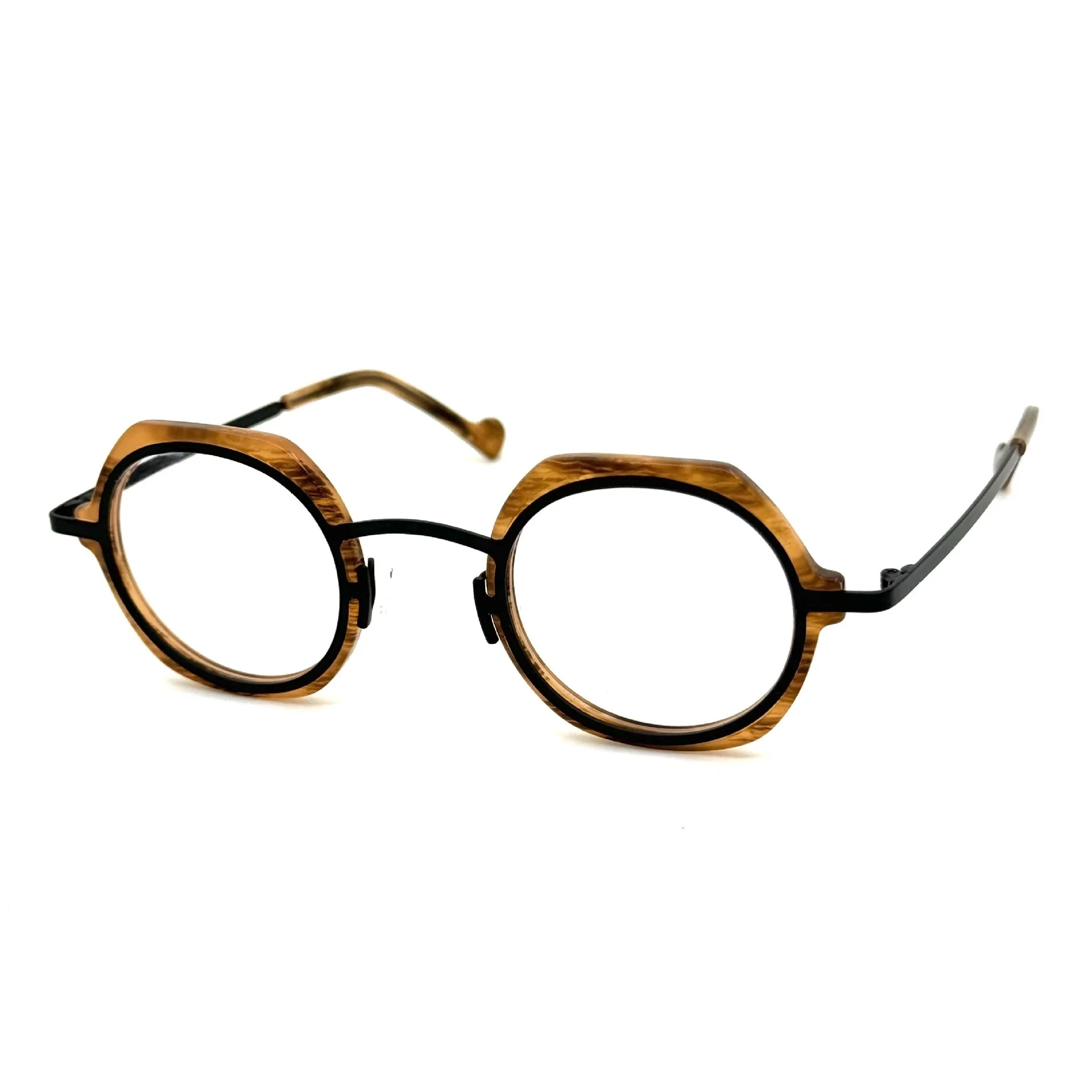 Belight Optical France Design Acetate with Metal  Combine Color Irregular Shape Spectacle Frame Men Women Eyeglasses M11
