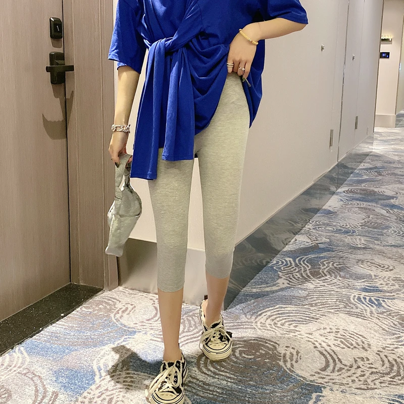 

Леггинсы с высокой талией, женские, антиэкспозиционные, серые, до щиколотки, с разрезом, индивидуальные, офисные, эластичные, для поездок на работу, в богемном стиле