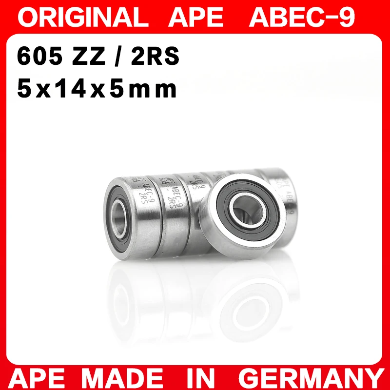 10-200PCS Germany ABEC-9 Bearing 605 ZZ 2RS 5x14x5 mm 605-2RS 605ZZ Z  RS LB LU - 2Z Miniature Precision Ball Bearings