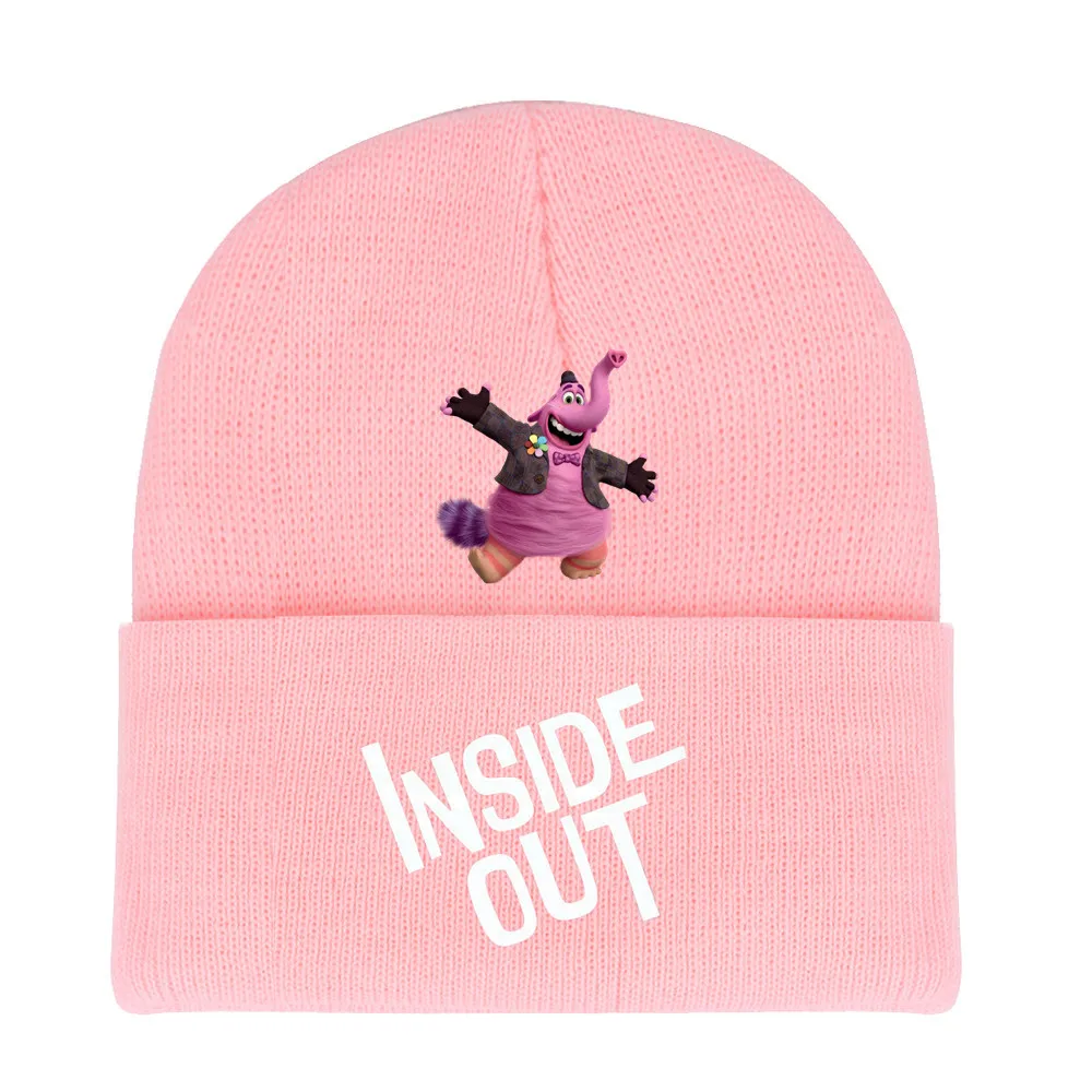 Cute Inside Out cartoon movie embroidery knit hat beanie Inside Out Printed hat pullover hat warm Anger Joy Disgust Sadness