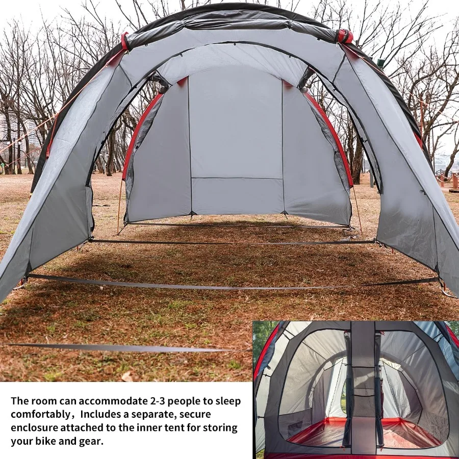 2 شخص التخييم خيمة خيمة دراجة نارية مقاوم للماء الأسرة الخيام دراجة نارية تخزين المأوى لحقيبة الظهر المشي لمسافات طويلة #6