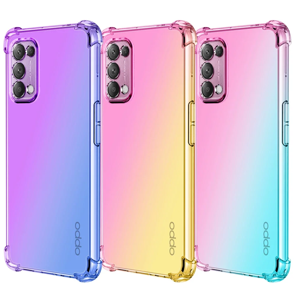 Case For Oppo Reno 5 5G 5 Lite 5F 5K 5Z Reno 4Z 5G 4F 4 Lite Luxury Half Transparent Gradient Phone Case For Reno 6 Pro Reno6