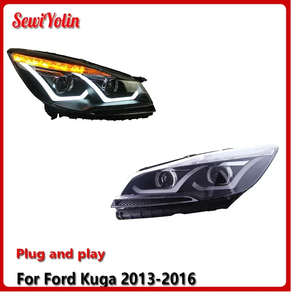 سيارة LED المصباح ضوء الجمعيات لفورد كوغا 2013-2016 السيارات الضباب DRL الفرامل بدوره مصباح إشارة التوصيل والتشغيل #2