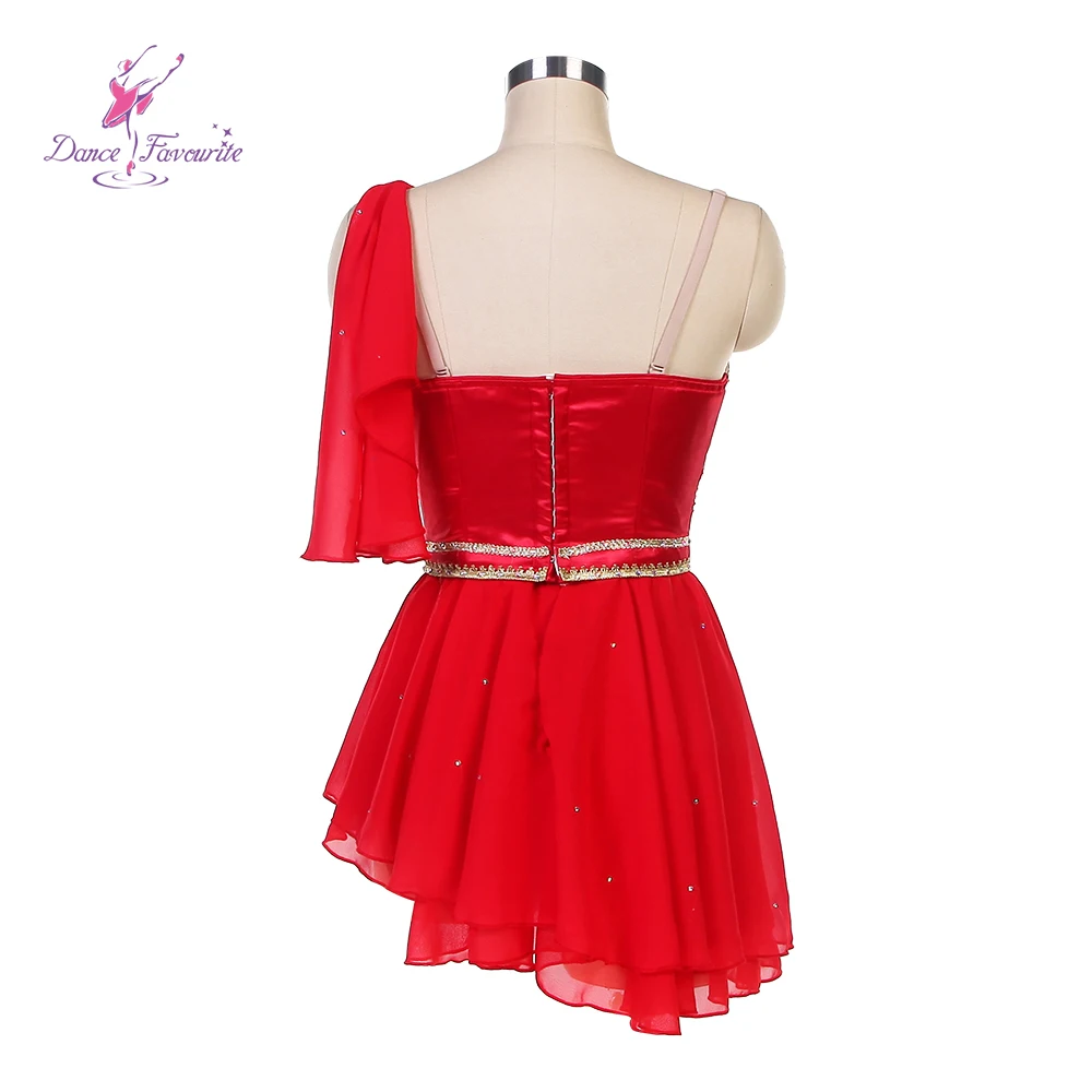 Red Diana and Acteon Variation Ballet Dance Costume Red Dress with Gold Trim Decoration Tailor Made Tutus B25029