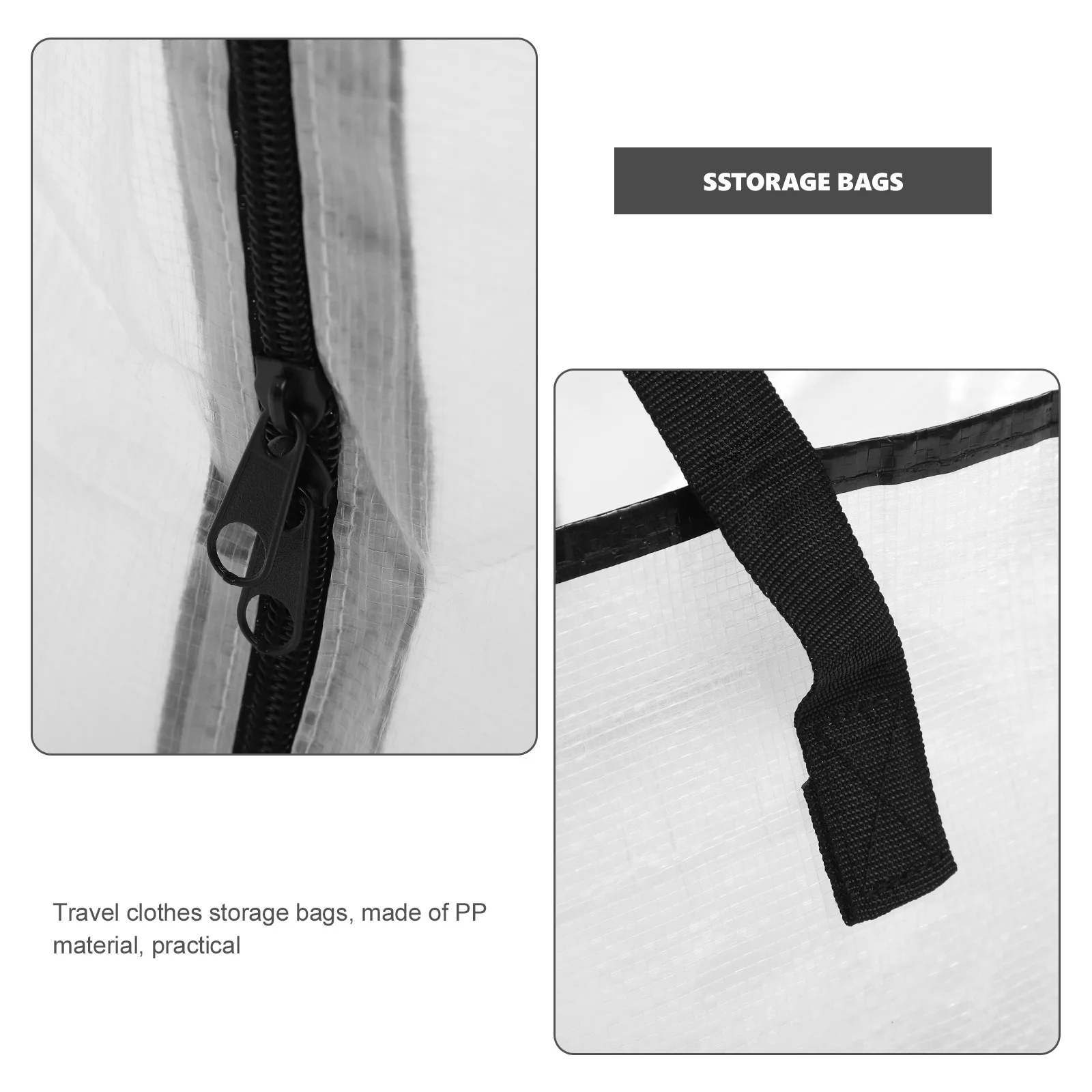 

Large Moving Bags with Handles Heavy Duty PP Material Smooth Zipper Durable Clothes Storage Bedding Organizer Clear Storage Bags