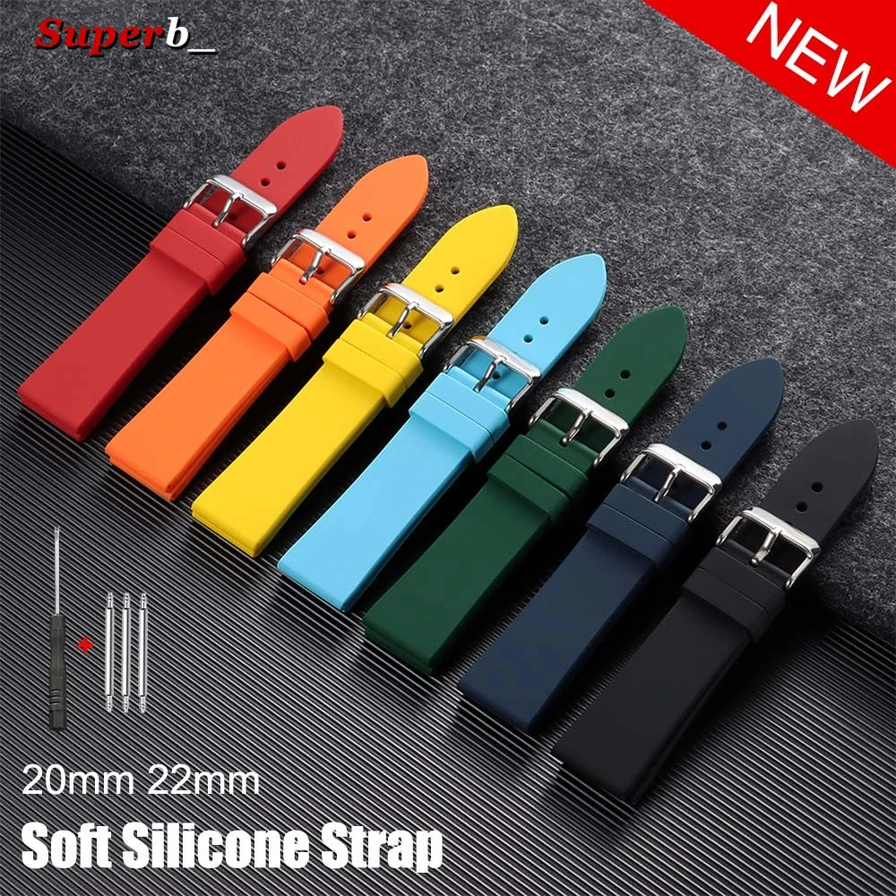 Quick Release Soft Silicone Watch Band Universal Rubber Waterproof Bracelets 20mm 22mm for Samsung Galaxy 7 6 5 4 3 Sports Strap