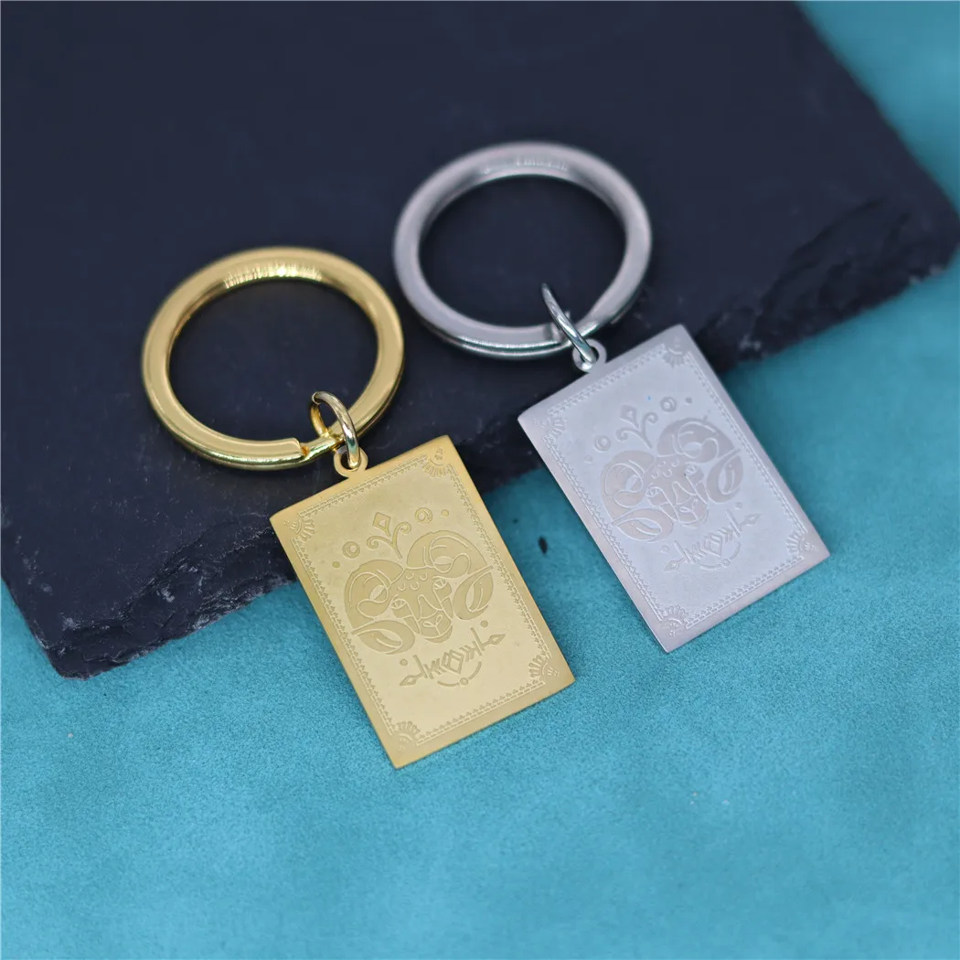 Zodiac Signs Aries Pendant Keychain For Men Women 12 Constellations Stainless Steel Square Keyring Key Chains Birthday Gift