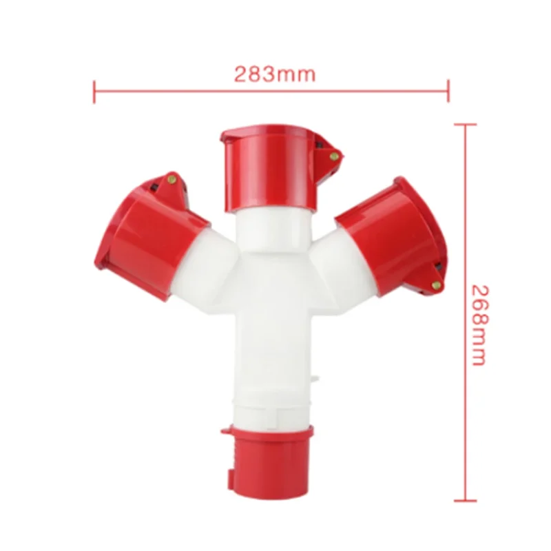 Connettore industriale impermeabile per aviazione 4 core AC220V-250V16A/32A multifunzione di colore rosso è diviso in tre spine