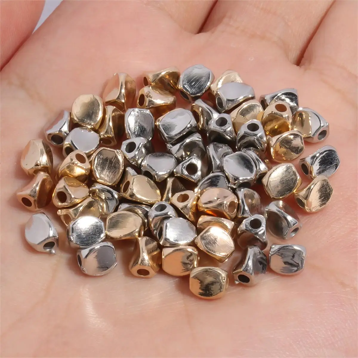 

200pcs Large Hole Twisted Triangle CCB Spacer Beads Gold Color Loose Beads For Jewelry Making Supplies DIY Bracelets Accessories