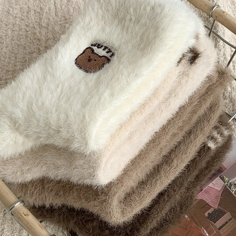 

Cute Cartoon Mink Velvet Socks Thicken Anti-slip Floor Sock Winter Warm Thermal Fluffy Mid Socks