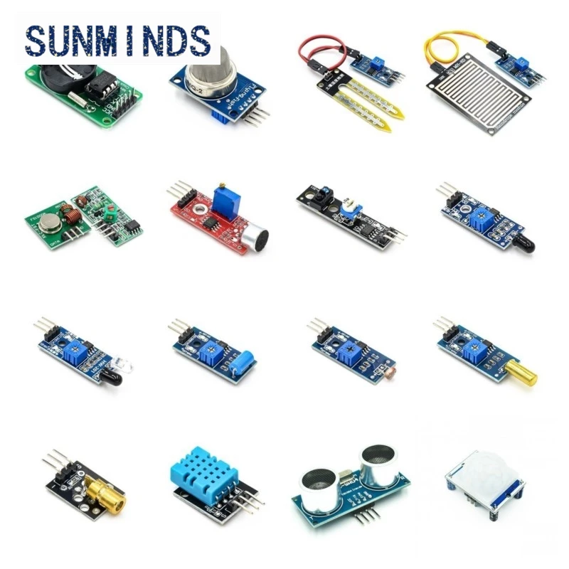 1sets 16 in 1 Modules Sensor Kit Project Super Starter Kits for Arduino UNO R3 Mega2560 Mega328 for Raspberry Pi 3 2 Model B K62