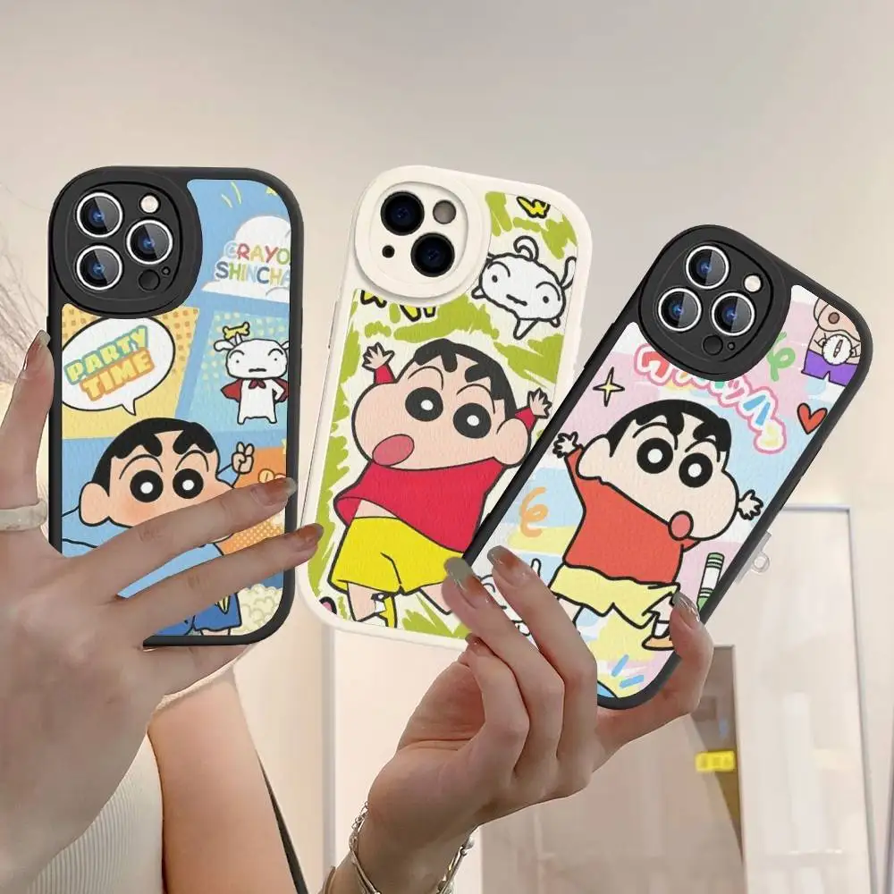 

Lovely C-Crayon S-ShinChan Phone Case Hard Leather For iPhone 16 15 14 13 12 Mini 11 14 Pro Max Xs X Xr 7 8 Plus Fundas