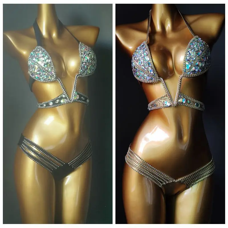 2025 Handmade Custom New Diamond Chain Bikini Diamond Bikini Swimsuit Popular Bikini
