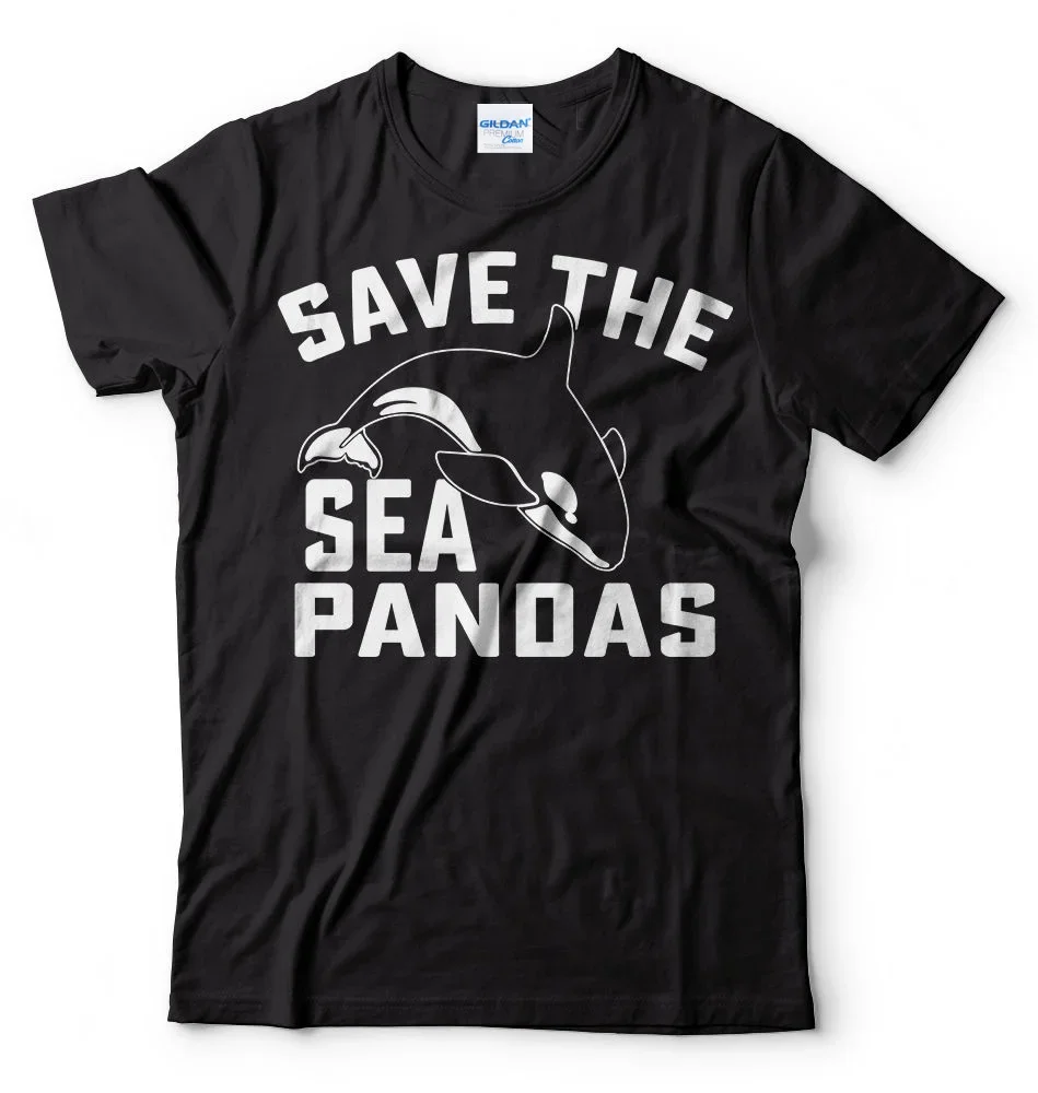 Street Hip Hop Fitness  Tilikum Save The Sea Panda Whale Men Brand Printed 100% Cotton Tee Shirt