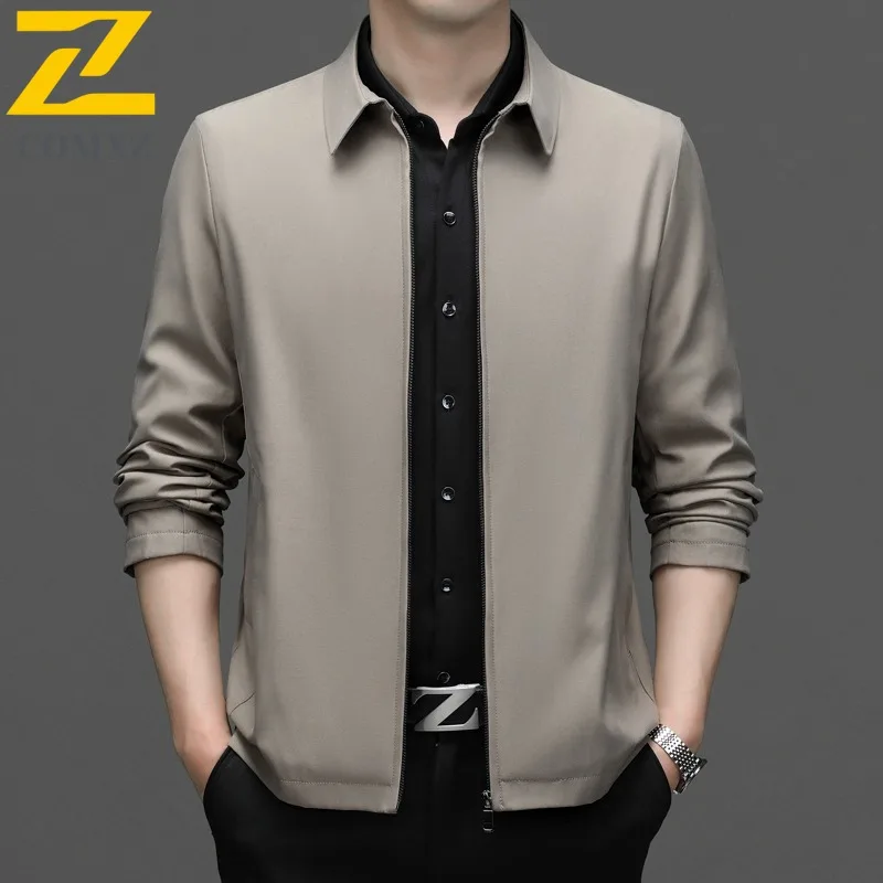 

COMXZ Мужская куртка премиум-класса 2025 с воротником-стойкой для работы на открытом воздухе, ветрозащитное пальто на молнии, деловая повседневная удобная осенняя верхняя одежда