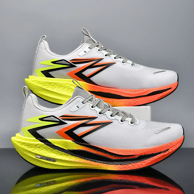 

Men‘s Running Shoes Carbon Plate Cushioned Sneakers Women Breathable Mesh Racing Athletic Shoes Non-Slip Jogging Training Shoes