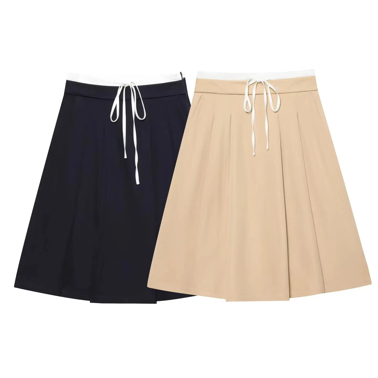 

KONDALA винтажные однотонные праздничные повседневные женские юбки на молнии с драпировкой на шнурке, модные осенние шикарные элегантные длинные женские юбки 2023 года