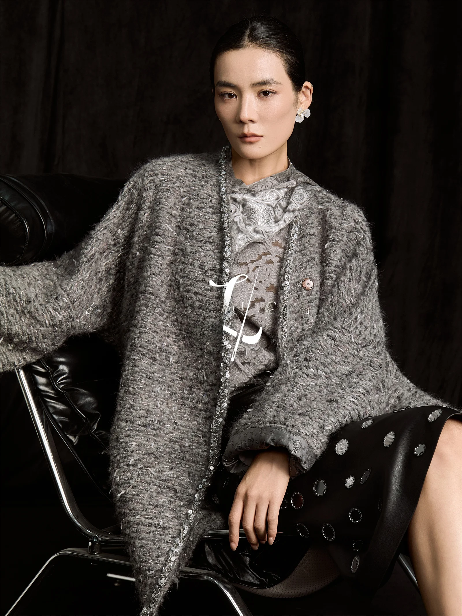 

Asymmetric Woolen Jaet SailingLUO25 Winter New Sle Long Sve V-Ne Regular Thin Chinese Production Fall ting