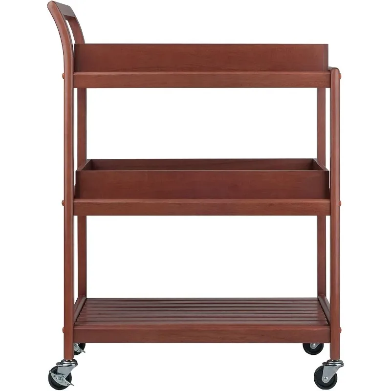 Winsome 3-Shelf Wood Mobile Serving Cart with Lockable Wheels, Walnut (94138) US(Origin)