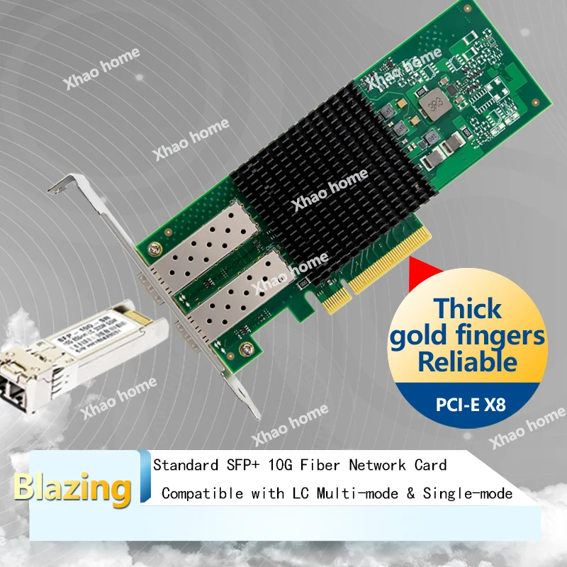 BCM57412 2-Port 10G SFP+ PCIe Fiber Network Card Industrial-Grade Server NIC for Synology NAS, Workstations Traffic Aggregation