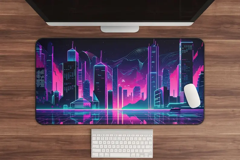 

Neon Cityscape Desk Mats, Cute Girl-style Mousepad, Beautiful Computer Desk Mat,non-slip, Waterproof, and Durable Gaming Deskmat