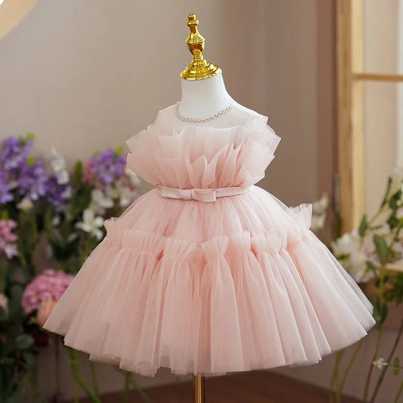 New Summer Children's Princess Dress Wedding Floer Girl Dress Tutu Skirt Kids' Party Dress Custom Dress Girls'  Birthday Gift