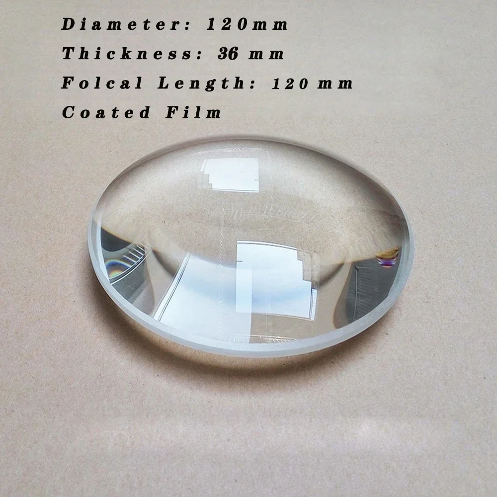 Optical Convex Lens 120mm Diameter ,120mm Focal Length K9 Test Glass Teaching Physics Instrument Triple Prism For Sensors