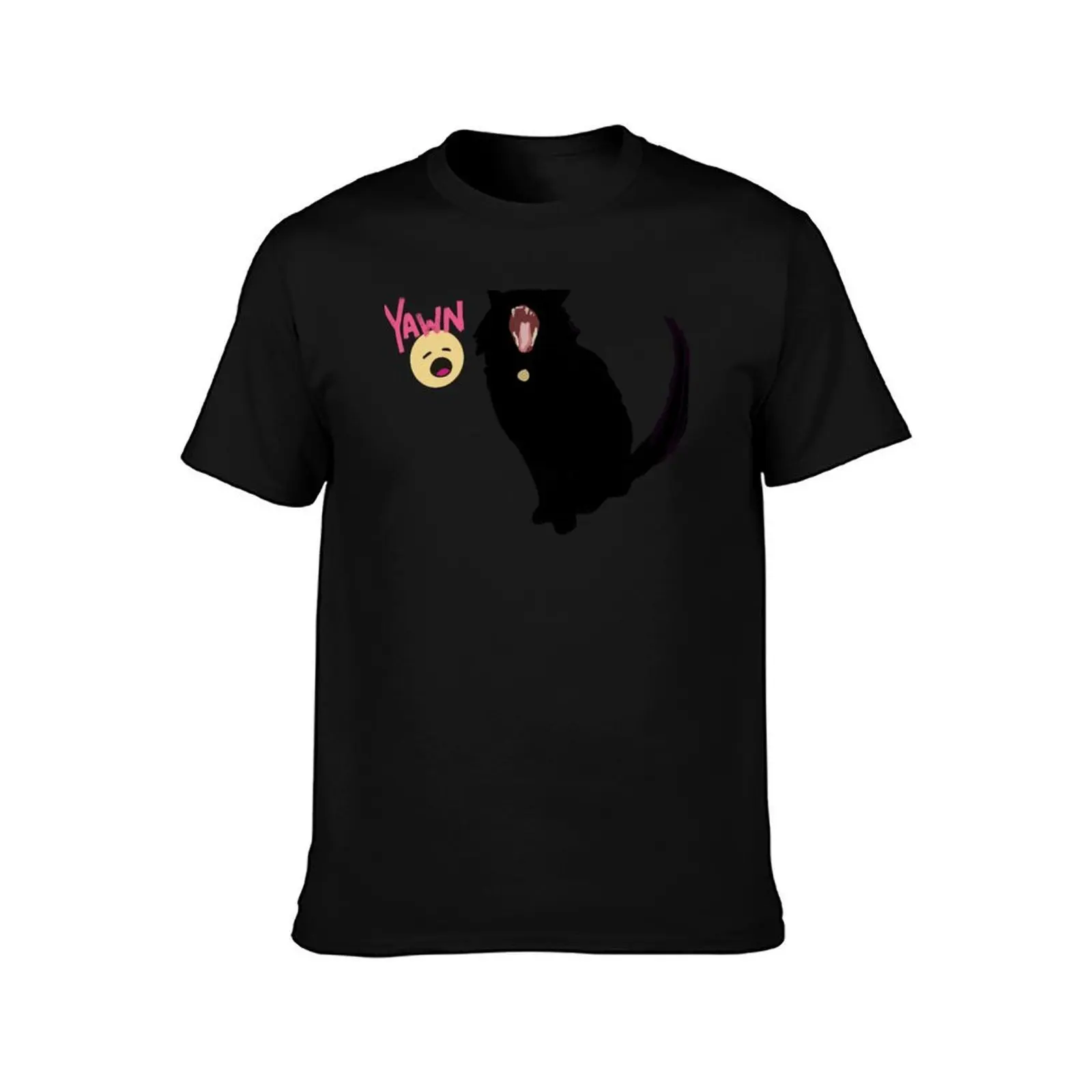 Yawn Kitty T-Shirt, Summer Casual Cotton Tee, Oversized Streetwear Tops, Vintage Graphic Print, Loose Fit Short Sleeve