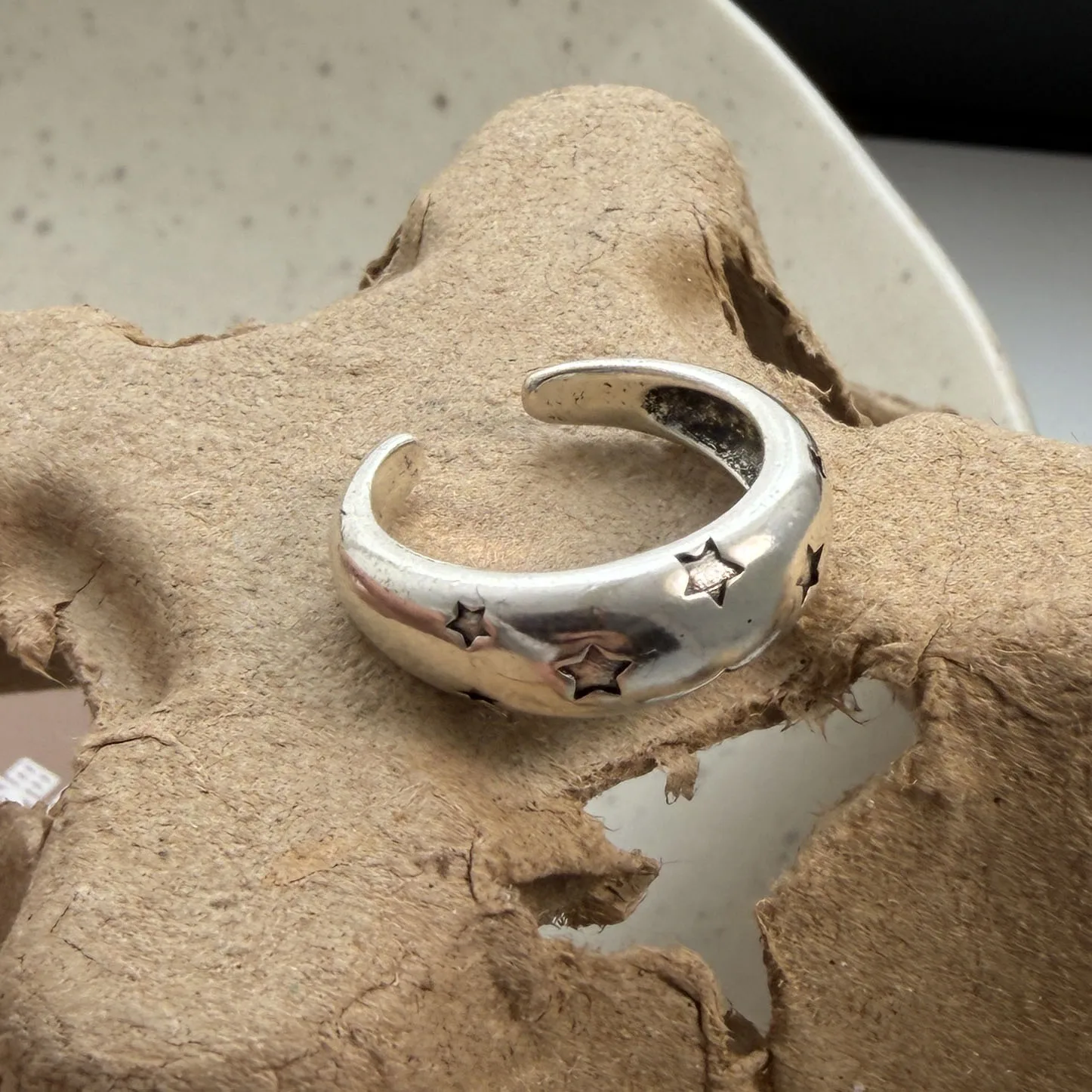 925 Sterling Silver Rings For Women Vintage Handmade Adjustable Vintage Star Ring Fashion Female Bijoux Gift