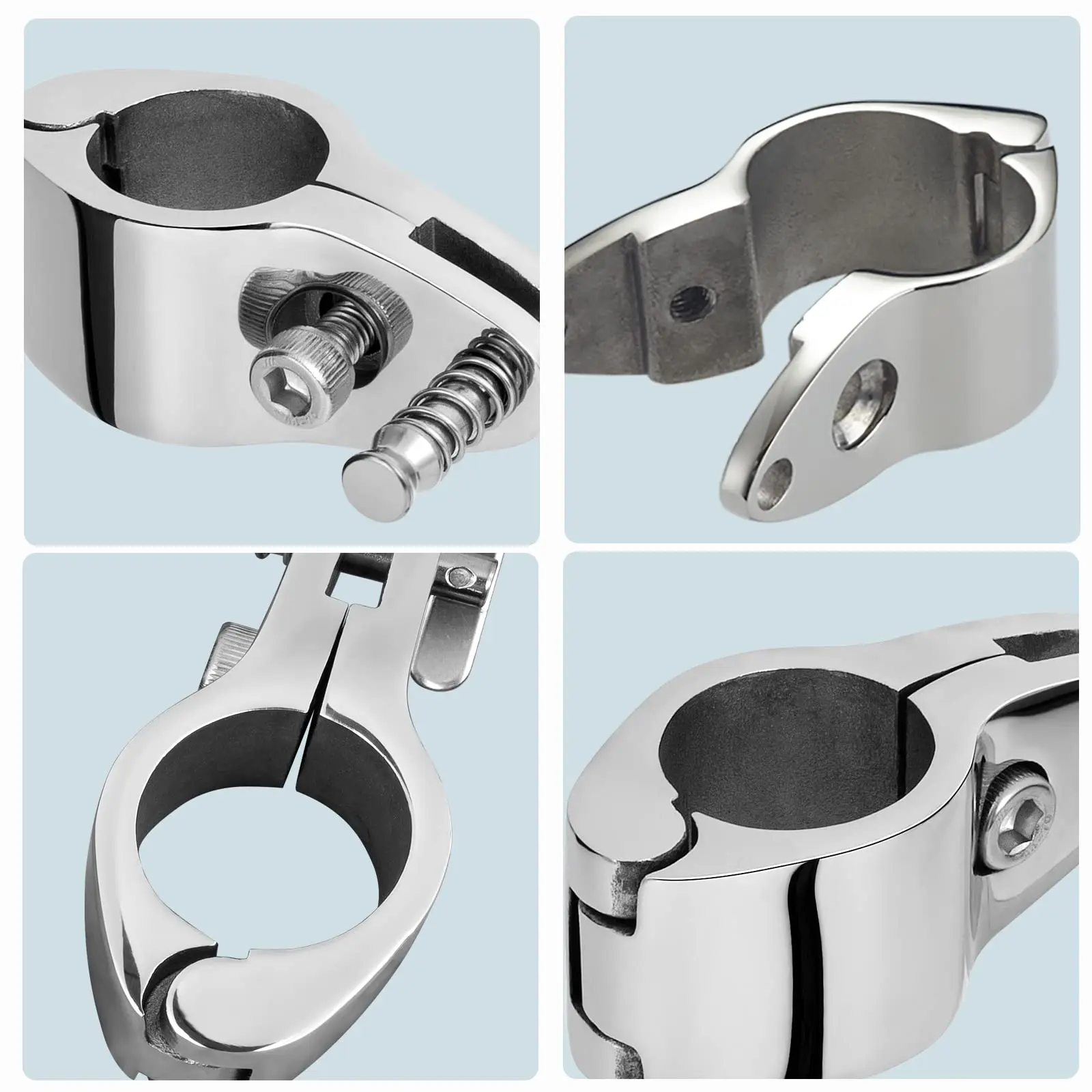 2Pcs 316 Stainless Steel Top Jaw Slides 22mm/25mm/30mm/32mm/38mm/50mm Hinged Jaw Slides Bimini Top Hardware