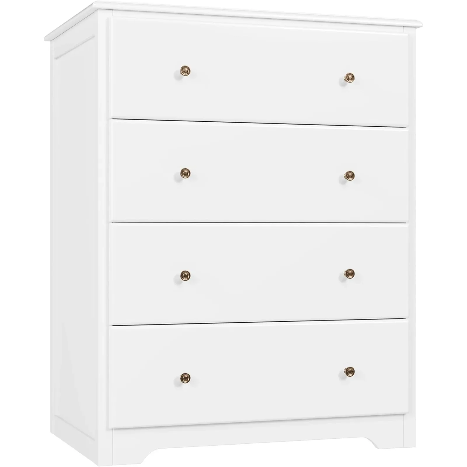 US  White Dresser, 4 Drawer Dressers Chest of Drawers, Modern Tall Dresser, Wood Drawer Chest Storage Cabinet for Living Room