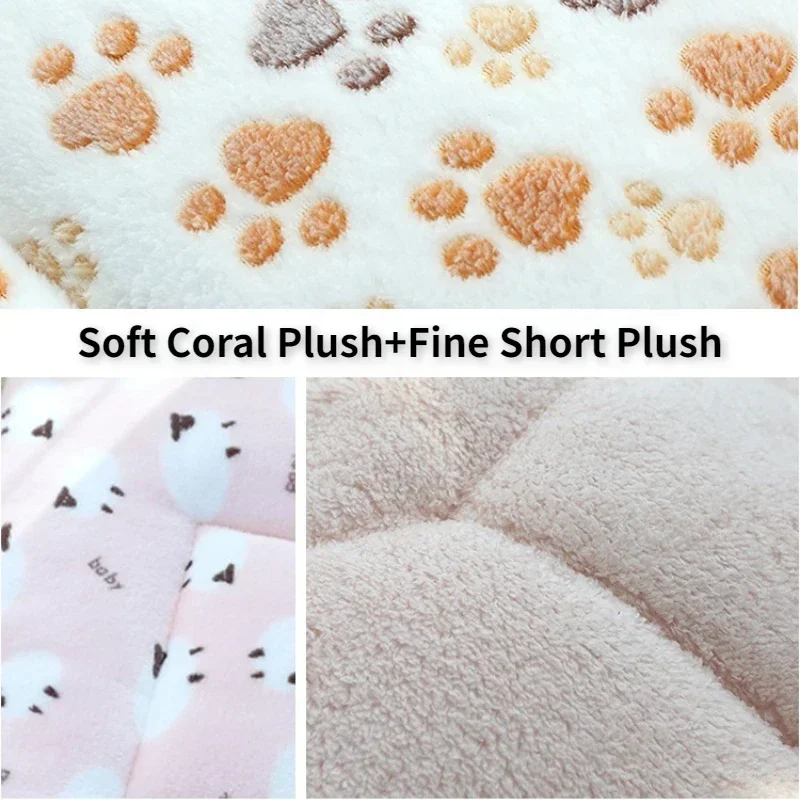 Soft Pet Bed Mats Short Plush Pet Sleeping Bed Mats for Cats Dogs Cute Pad Blanket Warm Kitten Cushion Cat Accessories