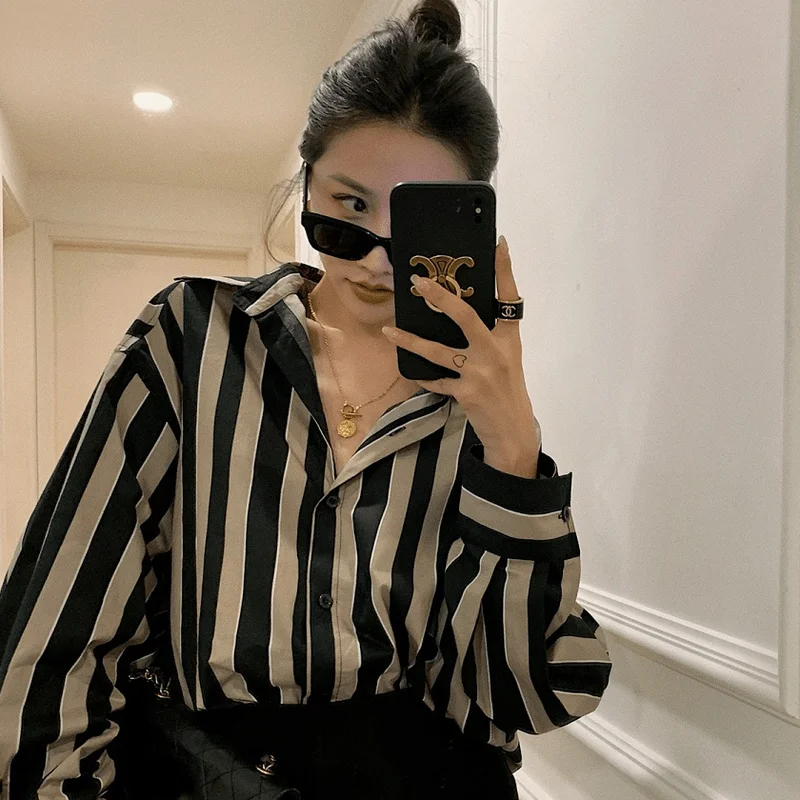 Striped Shirts Women Loose Straight Cozy All-match Long Sleeve New Simple Daily Students Spring Ulzzang Autumn Feminine Clothing