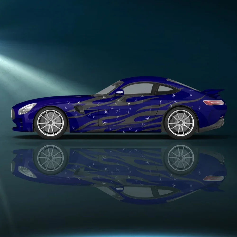 

Красочные линии пламени, звезды, автомобильные виниловые наклейки, самоклеящаяся наклейка из ПВХ, подходит для грузовиков, внедорожников, декор, автоаксессуары, подарок