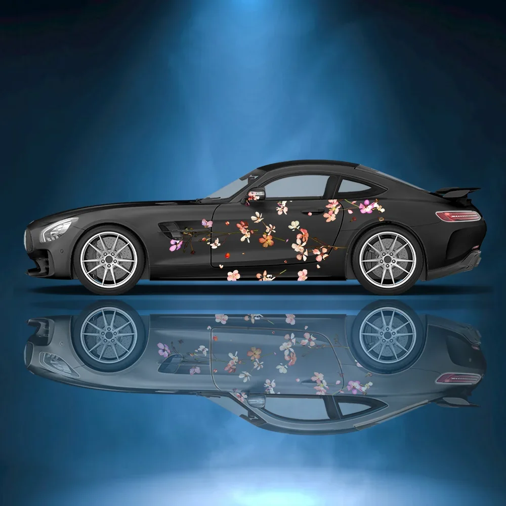 

Вишневые ветки, автомобильные виниловые наклейки, самоклеящаяся наклейка из ПВХ, подходит для грузовиков, внедорожников, украшения, автоаксессуары, подарок