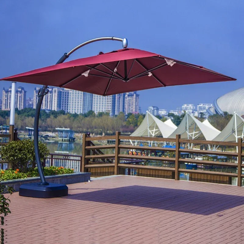 New  Outdoor Garden Large Arm Curved Patio Umbrella Beachfront Parasol Shade Folding Umbrella