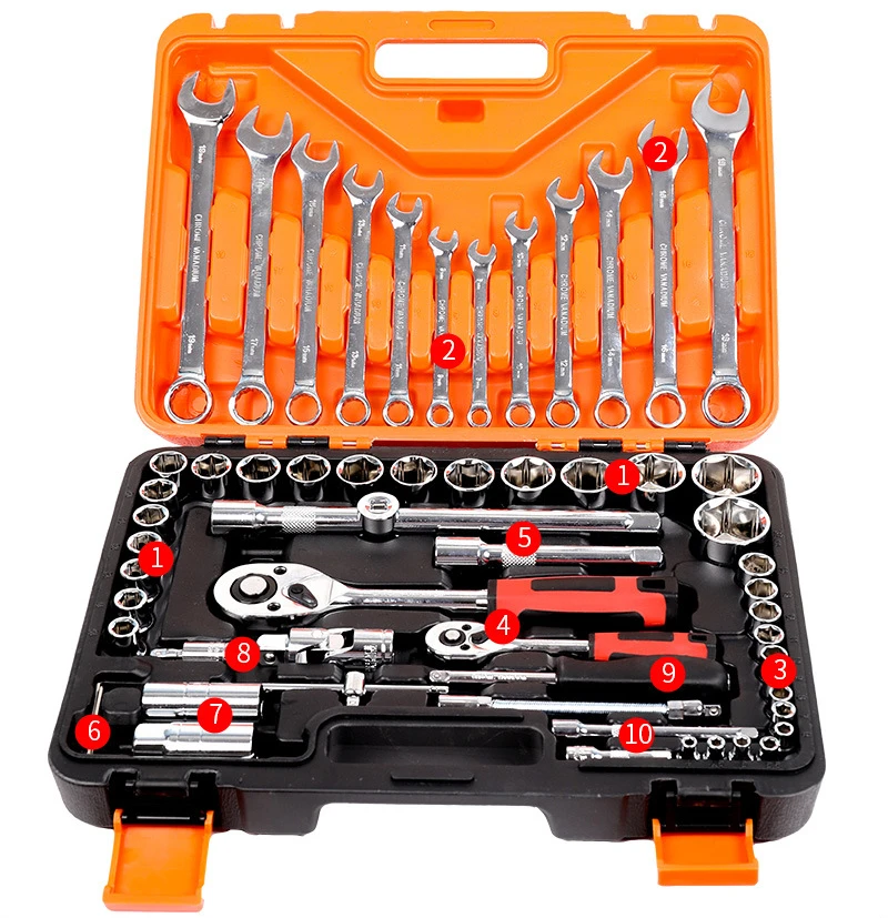 Tool Set Hand Tools for Car Repair Ratchet Spanner Wrench Socket Set Professional Bicycle Car tire Repair mechanical Tool Kits