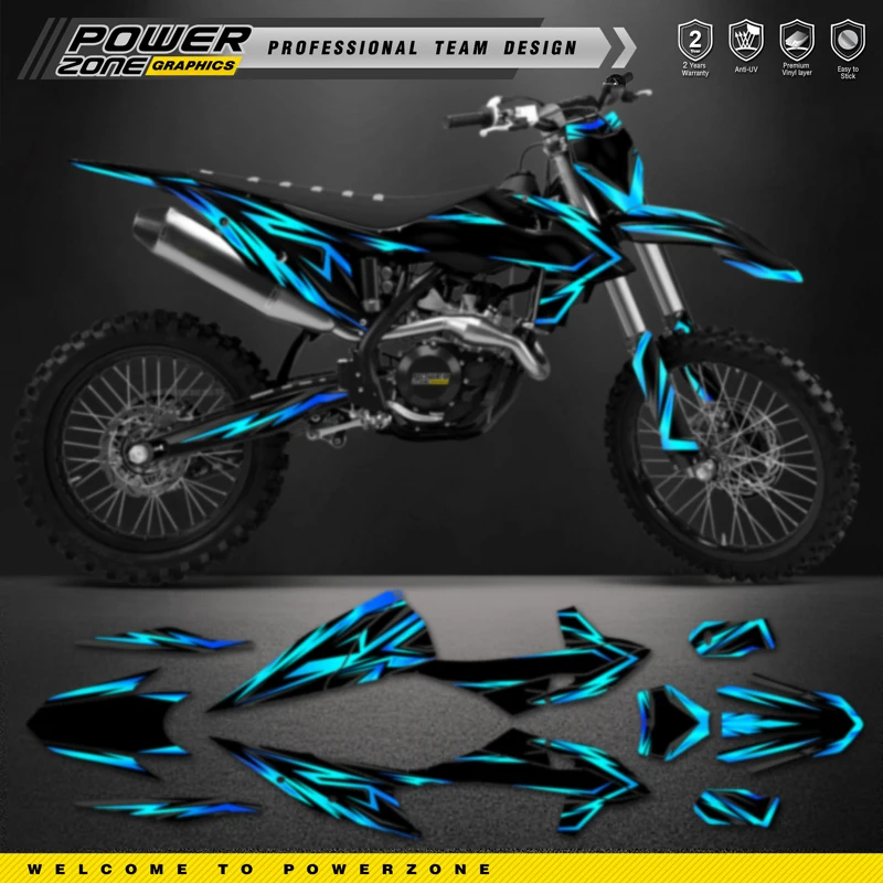 PowerZone Custom Team Graphics Backgrounds Decals Stickers Kit For KTM SX SXF MX 2019-2022 EXC XCW Enduro 20-23 125 to 500cc 174