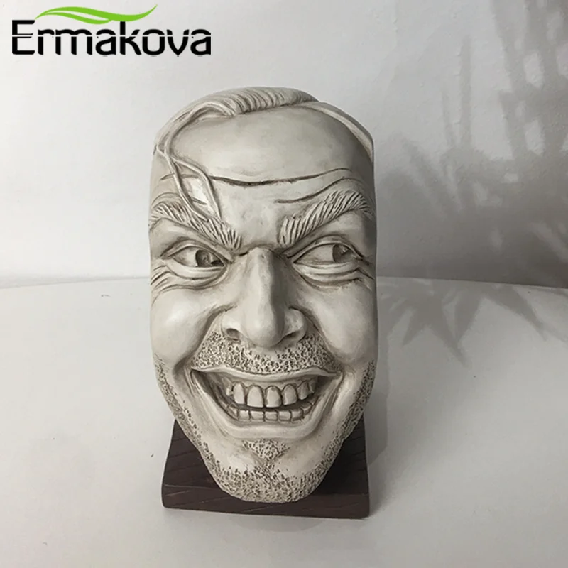 ERMAKOVA Resin Here's Johnny Statue Creative Bookshelf Bookend Library Funny-face Home Decoration  Resin Desktop Ornament Book