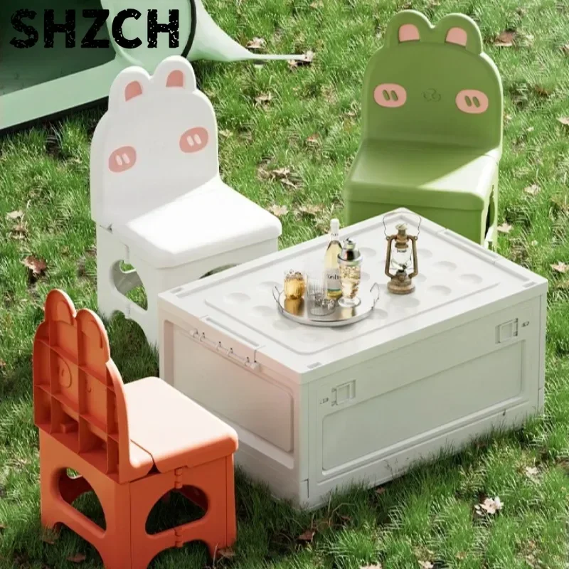 2026 Folding Backrest Plastic Small Stool Household Chair Low Stools Portable Muebles Multifuncionales Living Room
