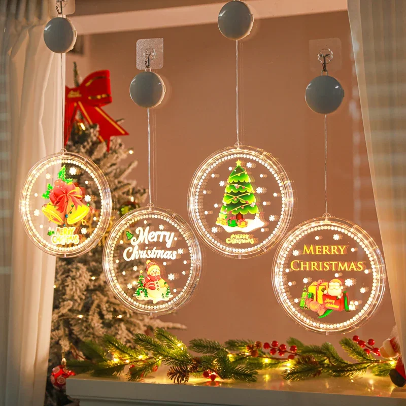 Christmas decorations, suction cups, Christmas trees, old people, bells, snowmen, window ornaments, atmosphere scene arrangement