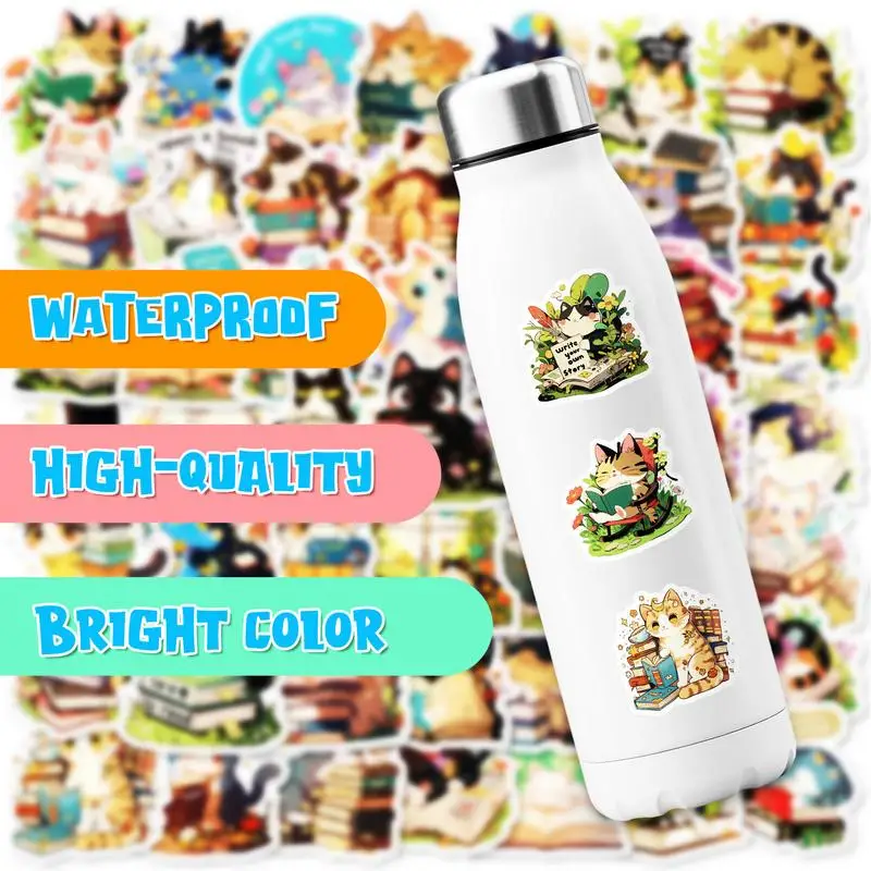 

Cat Stickers Cartoon 50X Animal Stickers For Kids Decorative Animal Decal Accessories For Laptop Cat Stuff Water Bottle