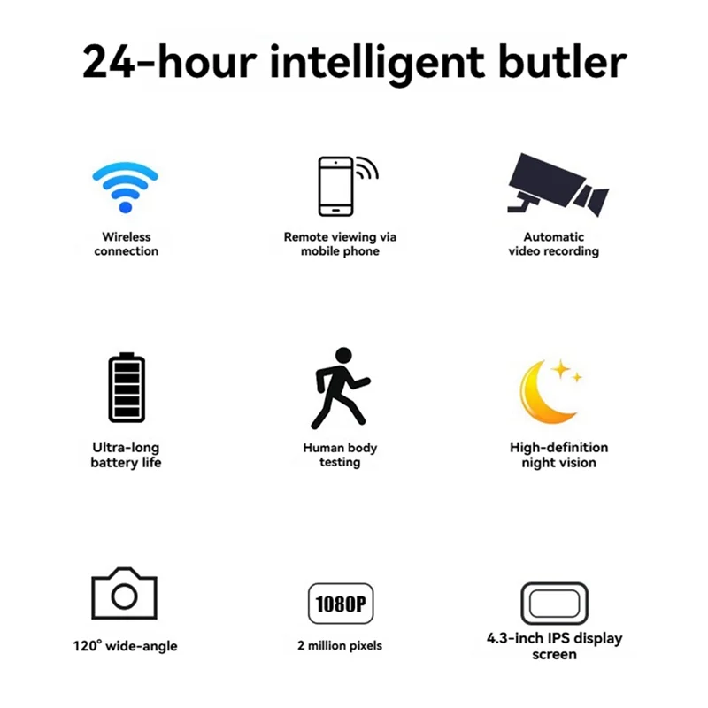 -A90P Tuya Wifi 2MP Mini olho mágico digital visualizador PIR detecção de movimento campainha câmera de porta com tela de 4,3 polegadas