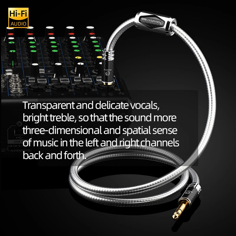 ERUMPENT HiFi 1/4 Inch Audio Cable Sterling Silver 6.5mm TRS Aux Cable Hi end Male to Male Stereo Guitar Cable for Amplifier