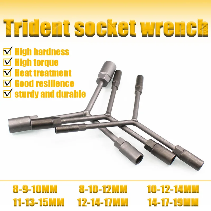  Triangular Socket Wrench Extended Connecting Y-type Tri-fork Wrench for Motorcycle Bicycle Hexagonal Handle Repair Tool