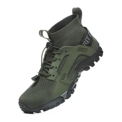 High-top Hiking Boots Men's Fishing Shoes Hiking Mountain Boots Non-slip Hiking Shoes Outdoor Wear Water Shoes кроссовки мужские