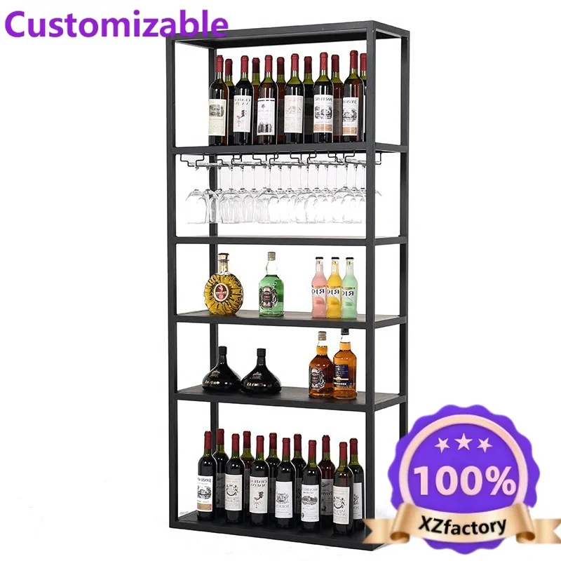Factory Direct 2026 Winery villa retro wine rack storage display rack tall glass Italian cabinet floor-to-ceiling