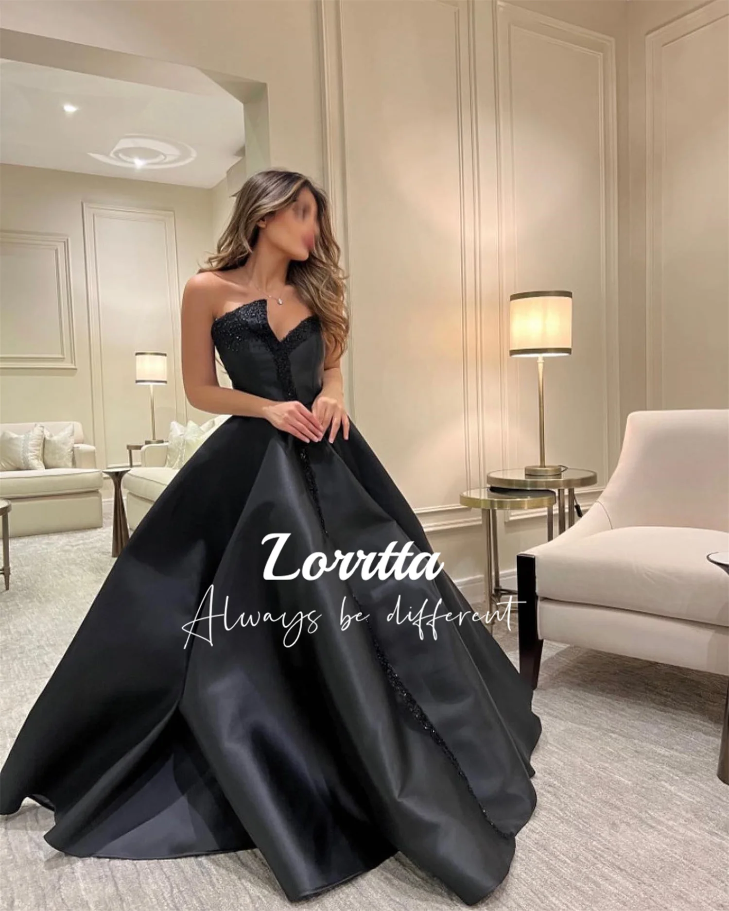 Lorrtta Strapless Evening Gown Pleated Beaded Sleeveless Elegant Ball Gown Party Dress Luxury Dresses Special Events Gala Satin